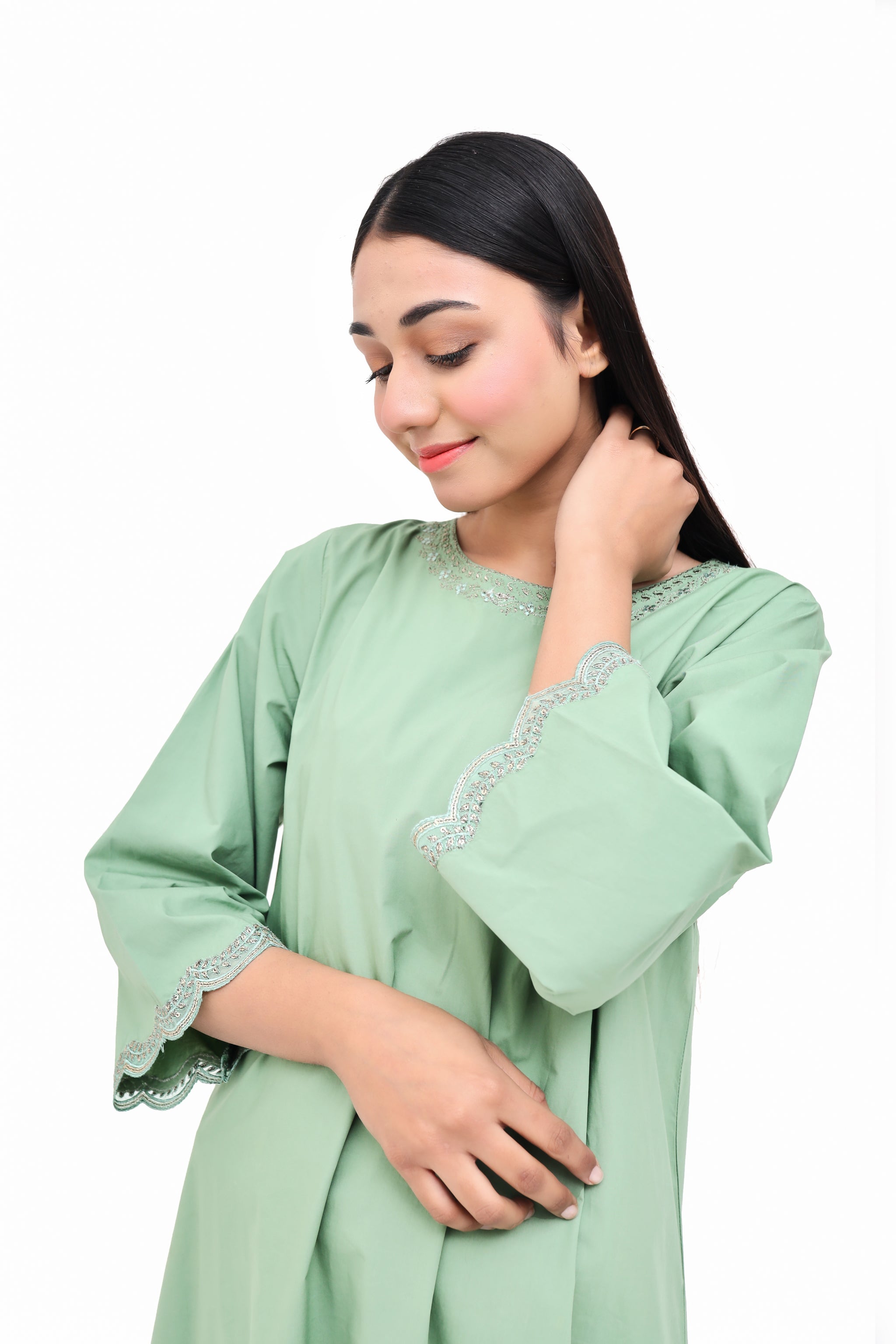 Embroidered Frock With Scarf – D11GN-26