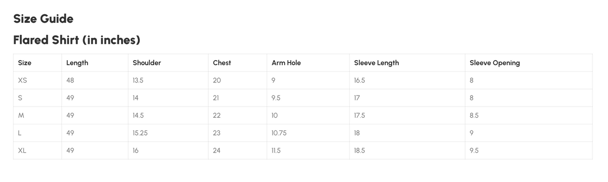 Size Guide